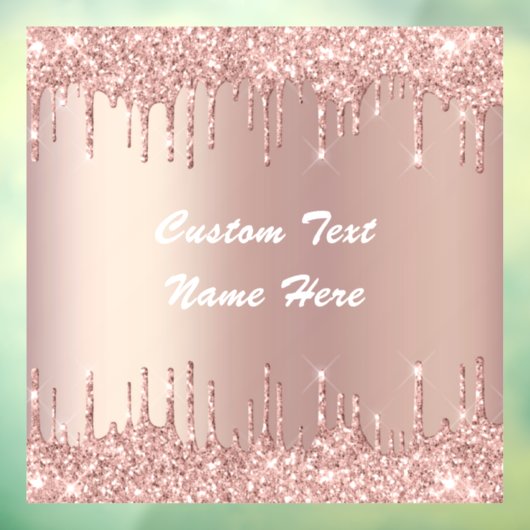 Rose Gold Glitzer Benutzerdefinierte Textnamenskla Fensteraufkleber (Blatt 3)