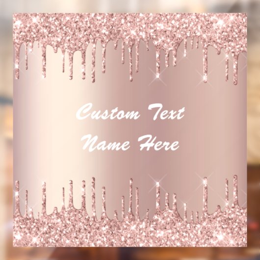Rose Gold Glitzer Benutzerdefinierte Textnamenskla Fensteraufkleber (Blatt 2)