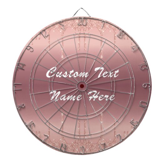 Rose Gold Glitzer Benutzerdefinierter Text Dart Bo Dartscheibe (vorne)
