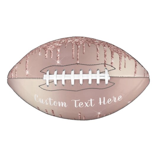 Rose Gold Glitzer Benutzerdefinierter Text Geschen Football (Vorderseite)