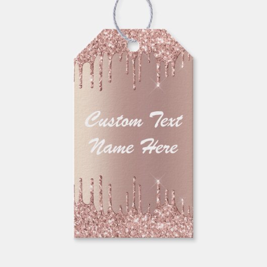 Rose Gold Glitzer Benutzerdefinierter Text Ihr Nam Geschenkanhänger (Vorderseite)