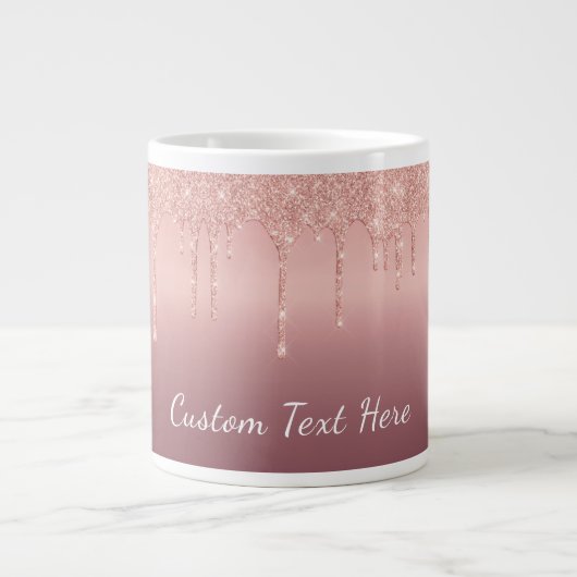 Rose Gold Glitzer Benutzerdefinierter Text Ihr Nam Jumbo-Tasse (Vorderseite)