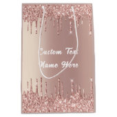 Rose Gold Glitzer Benutzerdefinierter Text Ihr Nam Mittlere Geschenktüte (Vorderseite)