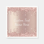 Rose Gold Glitzer Benutzerdefinierter Text Ihr Nam Serviette (Vorderseite)