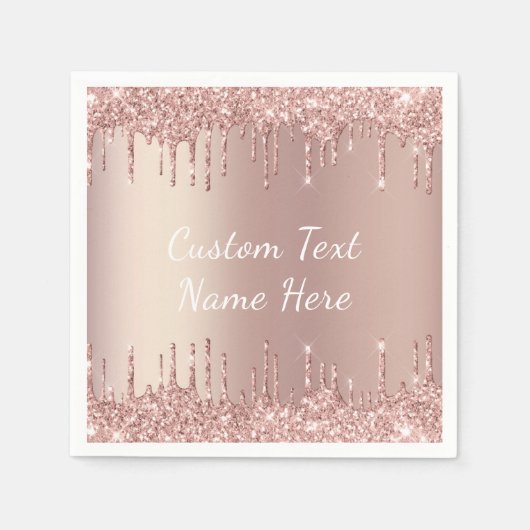 Rose Gold Glitzer Benutzerdefinierter Text Ihr Nam Serviette (Vorderseite)