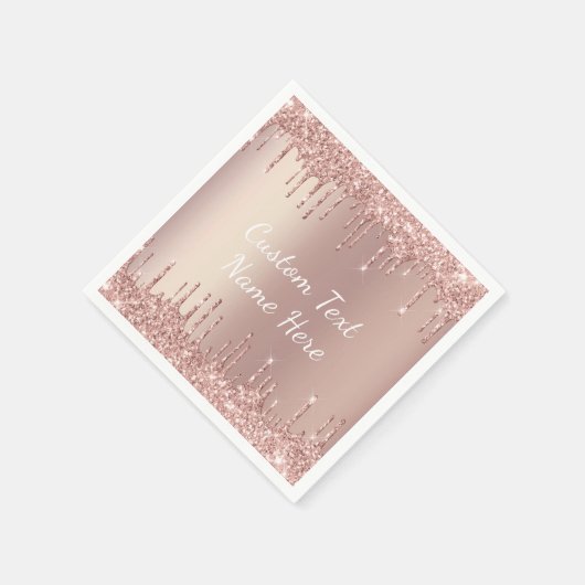 Rose Gold Glitzer Benutzerdefinierter Text Ihr Nam Serviette (Ecke)