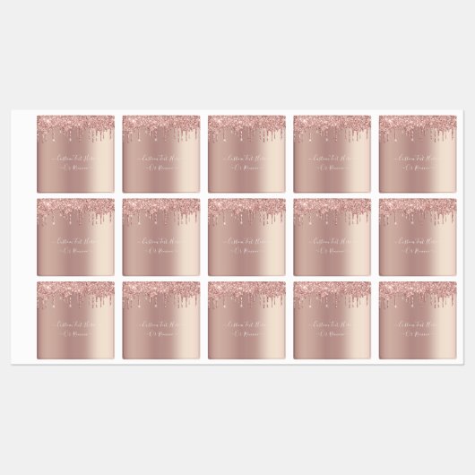 Rose Gold Glitzer Benutzerdefinierter Text Ihre Na Etiketten (Blatt)
