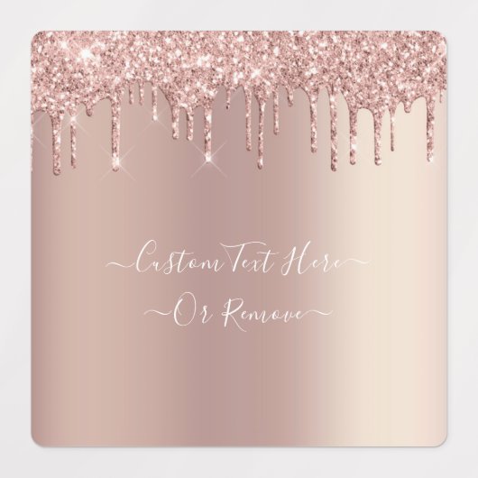 Rose Gold Glitzer Benutzerdefinierter Text Ihre Na Etiketten (Design 2)