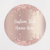 Rose Gold Glitzer Benutzerdefinierter Text Ihre Na Etiketten (Design 1)