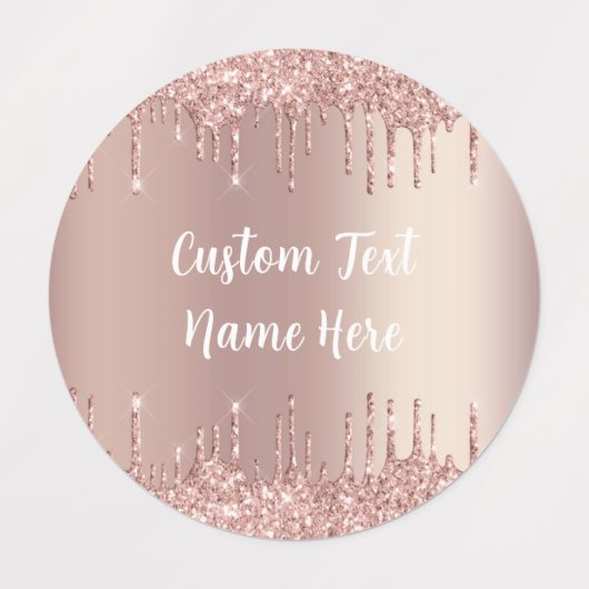Rose Gold Glitzer Benutzerdefinierter Text Ihre Na Etiketten (Design 3)