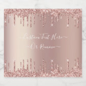 Rose Gold Glitzer Benutzerdefinierter Text Sparkli Schaumweinetikett (Einzelnes Label)