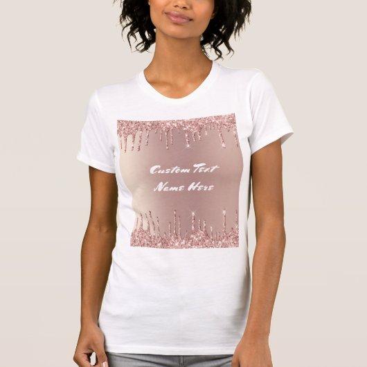 Rose Gold Glitzer Benutzerdefinierter Text T - Shi T-Shirt (Vorderseite)