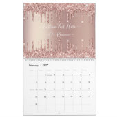 Rose Gold Glitzer Benutzerdefinierter Textkalender Kalender (Feb 2027)