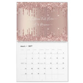 Rose Gold Glitzer Benutzerdefinierter Textkalender Kalender (Mär 2027)