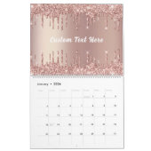 Rose Gold Glitzer Benutzerdefinierter Textkalender Kalender (Jan 2026)