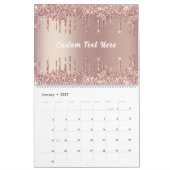 Rose Gold Glitzer Benutzerdefinierter Textkalender Kalender (Jan 2027)