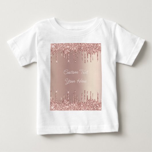 Rose Gold Glitzer Benutzerdefinierter Textname Bab Baby T-shirt (Vorderseite)