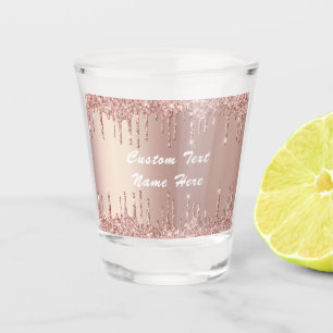 Rose Gold Glitzer Benutzerdefinierter Textname Bla Schnapsglas