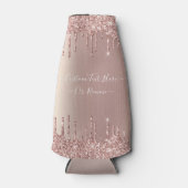 Rose Gold Glitzer Benutzerdefinierter Textname Fla Flaschenkühler (Vorderseite)