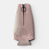 Rose Gold Glitzer Benutzerdefinierter Textname Fla Flaschenkühler (Rückseite)