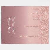 Rose Gold Glitzer Benutzerdefinierter Textname Fle Fleecedecke (Vorderseite (Horizontal))