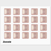 Rose Gold Glitzer, benutzerdefinierter Textname Ge Quadratischer Aufkleber (Blatt)