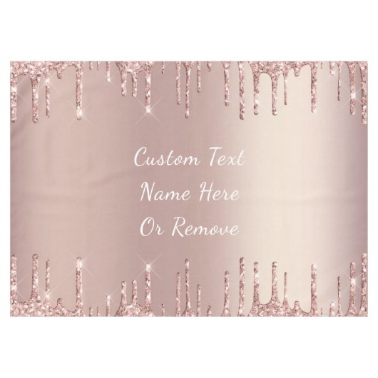 Rose Gold Glitzer Benutzerdefinierter Textname Tab Tischdecke (Vorderseite (Horizontal))