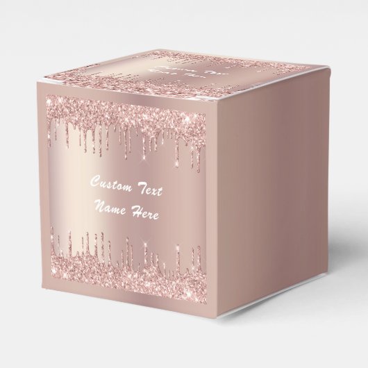 Rose Gold Glitzer Benutzerdefinierter Textname Vor Geschenkschachtel (Vorderseite)