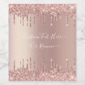 Rose Gold Glitzer Benutzerdefinierter Textname Wei Weinetikett (Einzelnes Label)