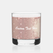 Rose Gold Glitzer Benutzerdefinierter Textname Whiskyglas (Rückseite)