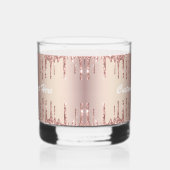 Rose Gold Glitzer Benutzerdefinierter Textname Whiskyglas (Rechts)