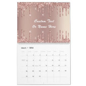 Rose Gold Glitzer Benutzerdefinierter Textnamenkal Kalender (Mär 2026)