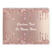 Rose Gold Glitzer Benutzerdefinierter Textnamenkal Kalender (Titelbild)
