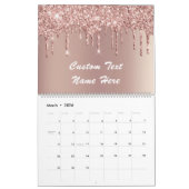 Rose Gold Glitzer Benutzerdefinierter Textnamenkal Kalender (Mär 2026)