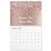Rose Gold Glitzer Benutzerdefinierter Textnamenkal Kalender (Feb 2026)