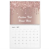 Rose Gold Glitzer Benutzerdefinierter Textnamenkal Kalender (Mär 2027)