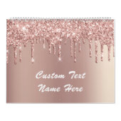 Rose Gold Glitzer Benutzerdefinierter Textnamenkal Kalender (Titelbild)