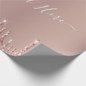 Rose Gold Glitzer - benutzerdefiniertes Textnamens Geschenkpapier (Ecke)