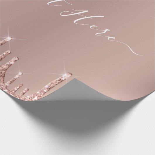 Rose Gold Glitzer - benutzerdefiniertes Textnamens Geschenkpapier (Ecke)