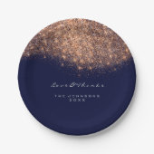 Rose Gold Glitzer Birthday Blue Navy 16. Hochzeit Pappteller (Vorderseite)