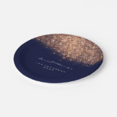 Rose Gold Glitzer Birthday Blue Navy 16. Hochzeit Pappteller (Schrägansicht)