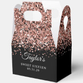 Rose Gold Glitzer Black 16 . Geburtstag Geschenkschachtel (Offen)
