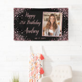 Rose Gold Glitzer Black 21. Geburtstag Foto Banner (Insitu)