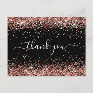 Rose Gold Glitzer Black Baby Dusche Vielen Dank Postkarte
