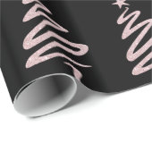 Rose Gold Glitzer & Black Christmas Tree Muster Geschenkpapier (Rolleneckpunkt)