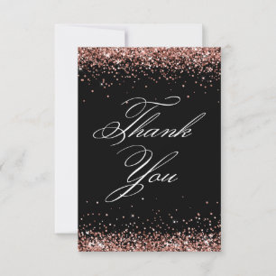 Rose Gold Glitzer Black Elegant 40. Geburtstag Dankeskarte