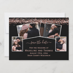 Rose Gold Glitzer Black Four Foto Save The Date