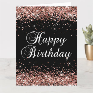 Rose Gold Glitzer Black Happy Geburtstag Big Karte