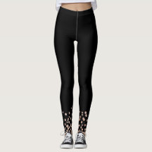 Rose Gold Glitzer Black Leggings