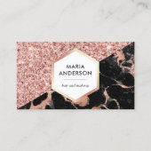 Rose Gold Glitzer Black Marble Makeup Artist Visitenkarte (Vorderseite)